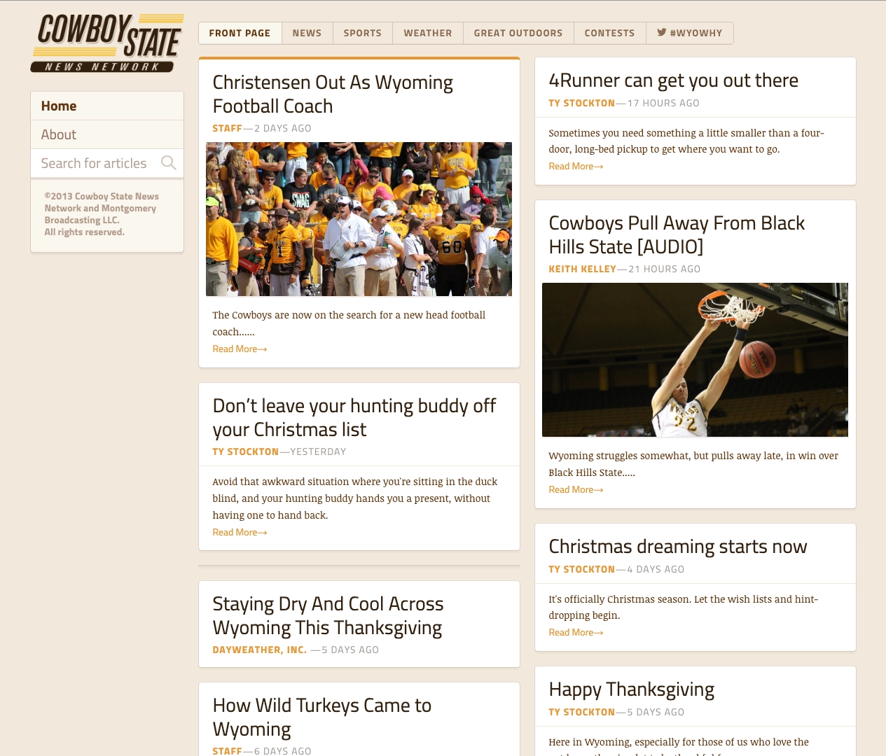 Cowboy State News website screenshot